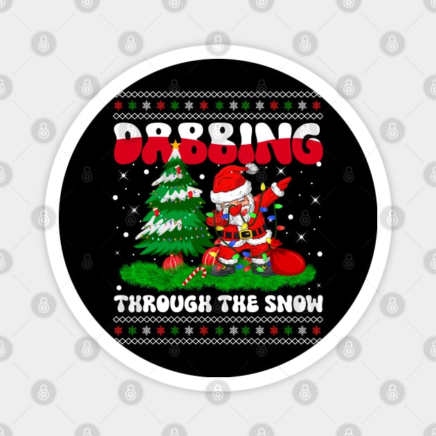 Dabbing Through The Snow Santa Dab Dance Christmas Lights Magnet by wonderws